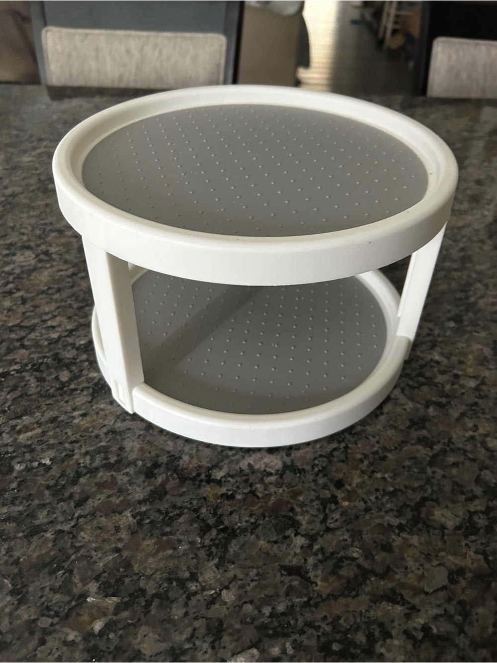 White Two-Tier Rotating Kitchen Organizer